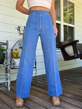 ‘70s Levi’s High Waist Wide Leg Blue Denim Trousers